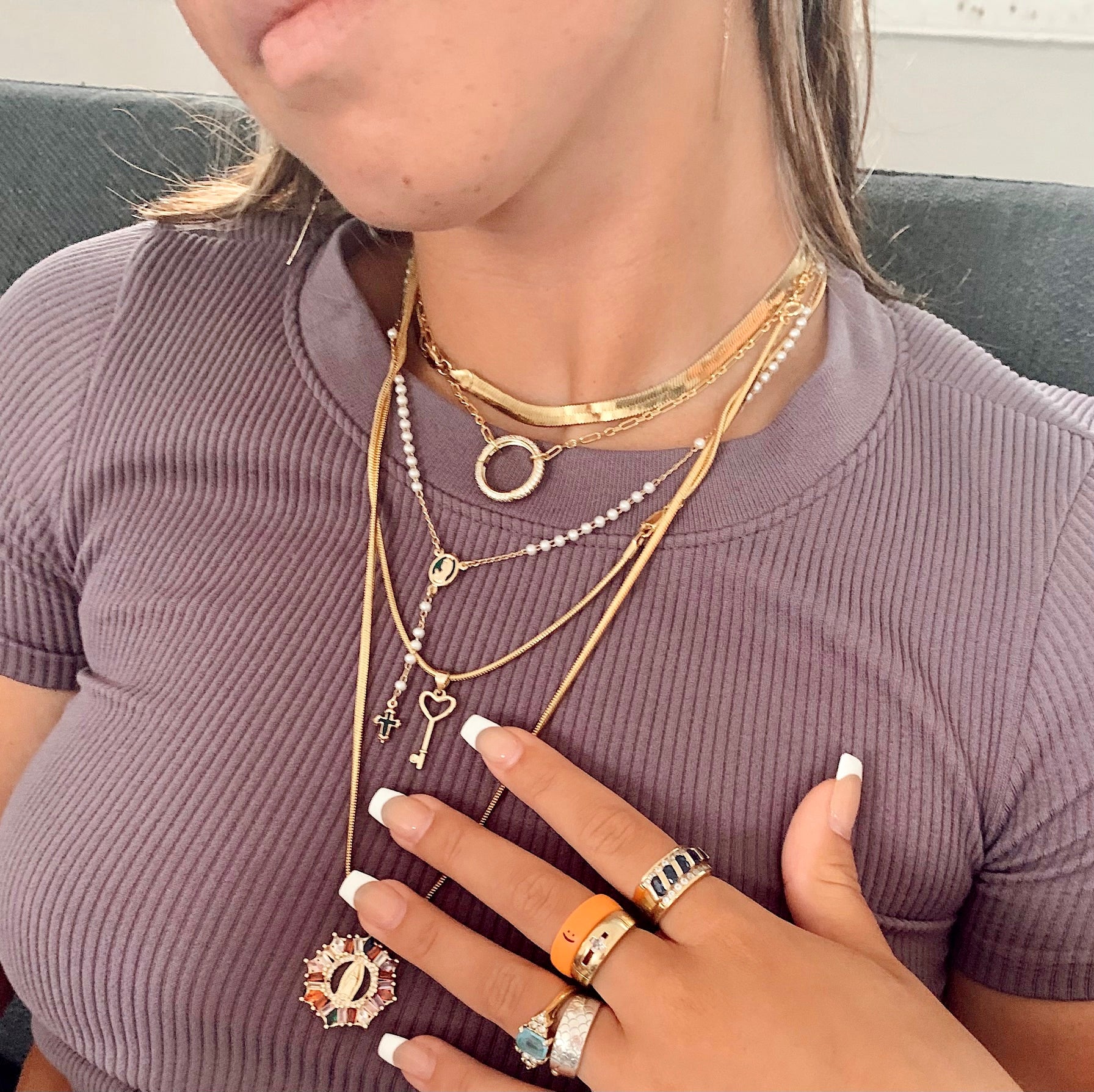 Flip Reversible smile / frown ring neon orange - Image 10