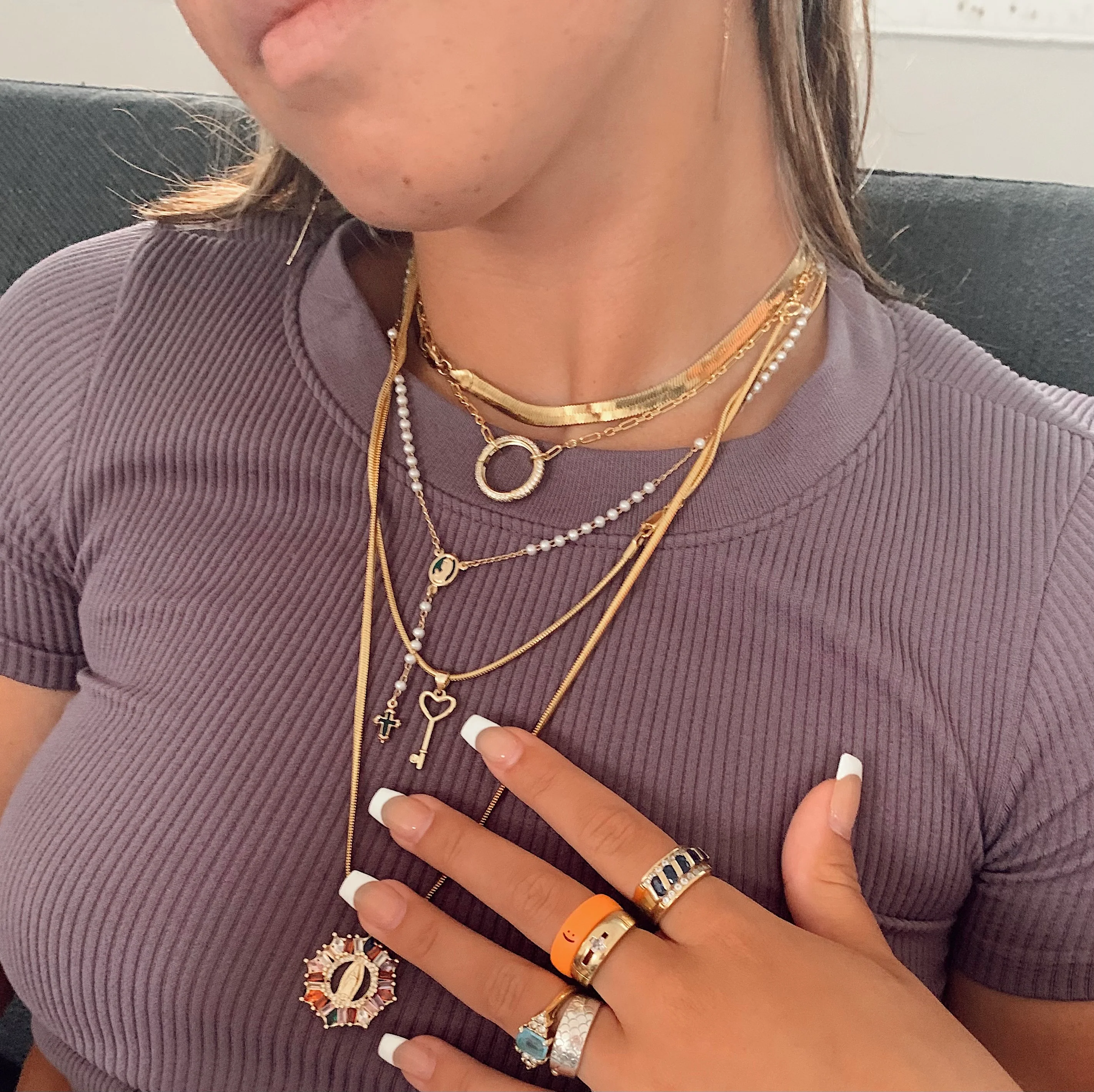 Flip Reversible smile / frown ring neon orange - Image 3