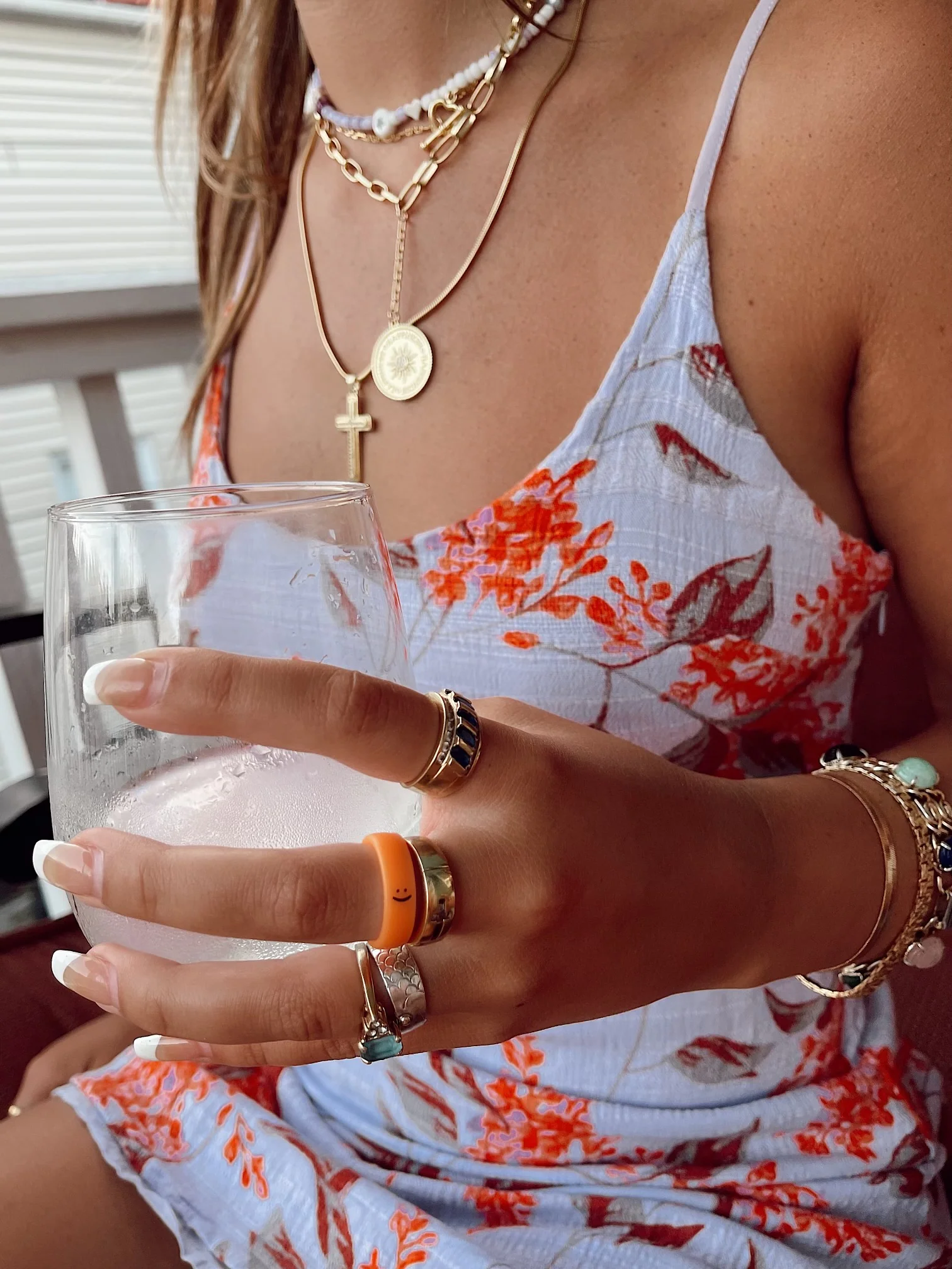 Flip Reversible smile / frown ring neon orange - Image 4