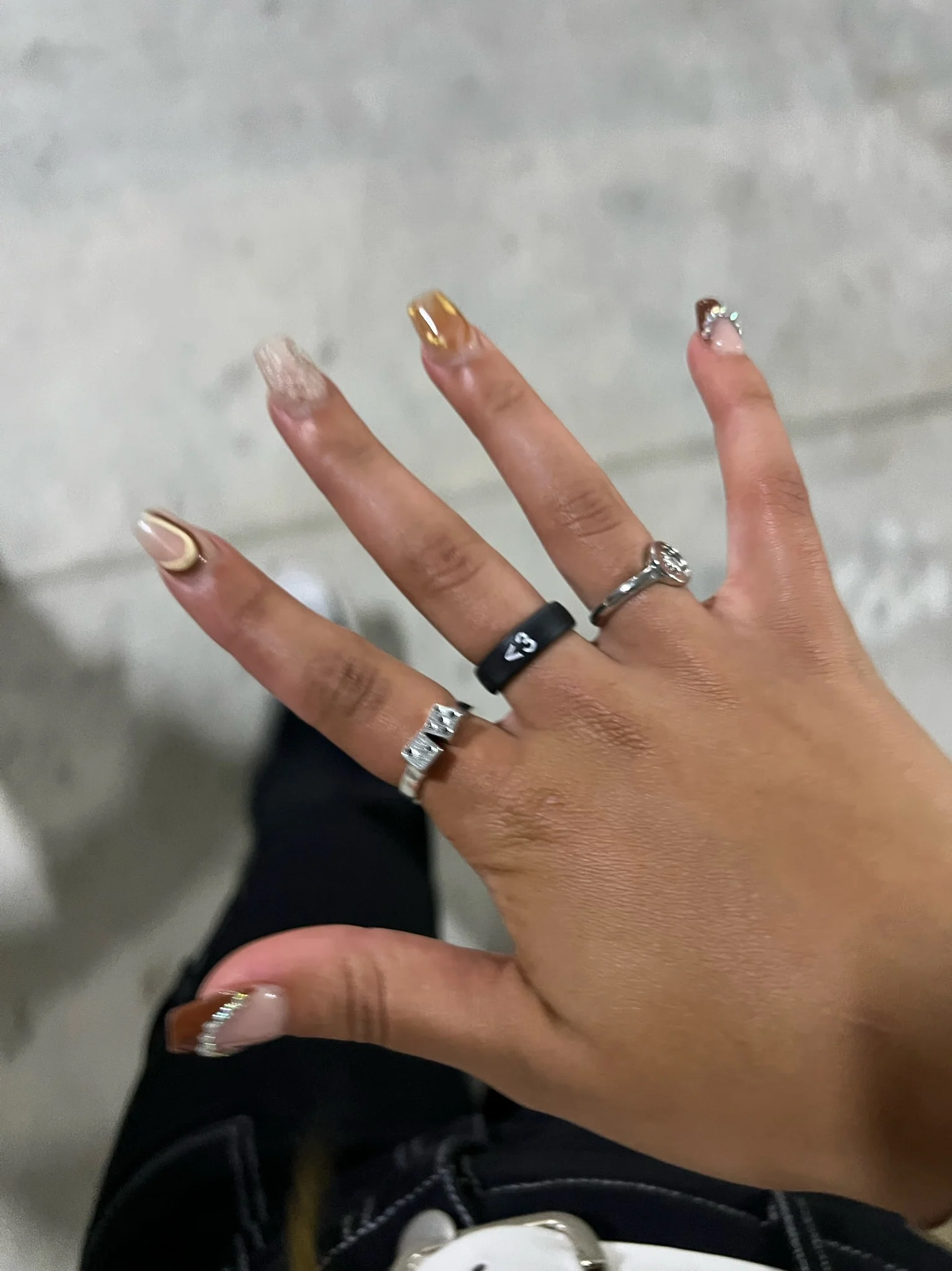 Flip Reversible heart / broken heart black Ring - Image 6