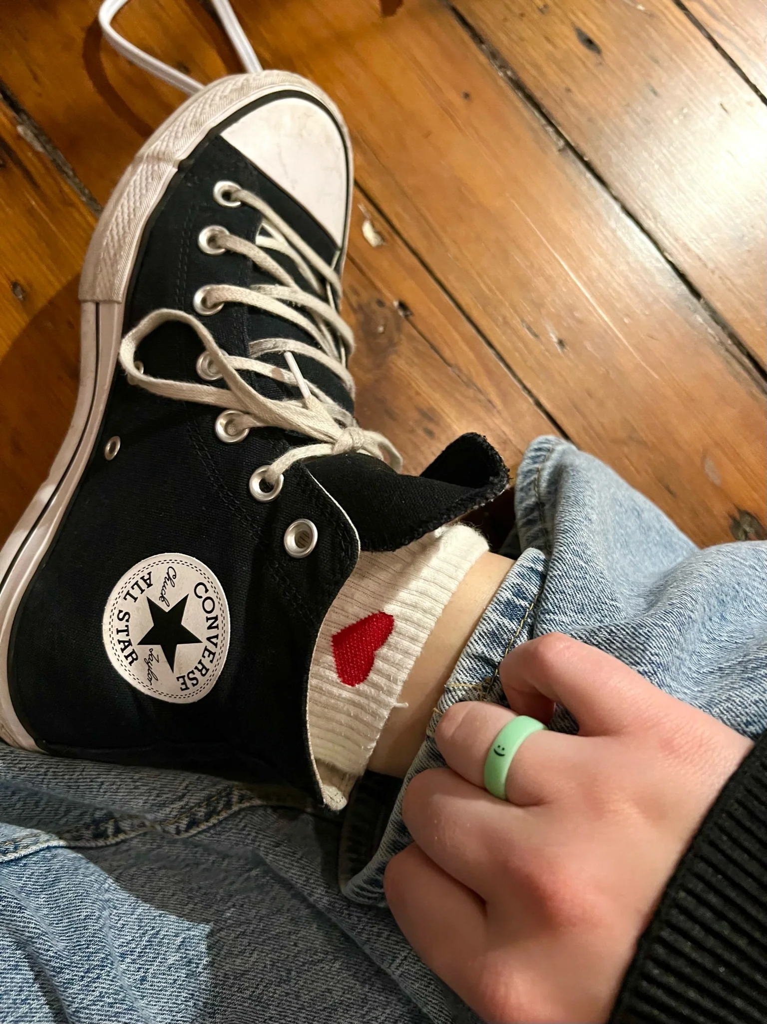 Flip Reversible smile / frown ring matcha green - Image 4