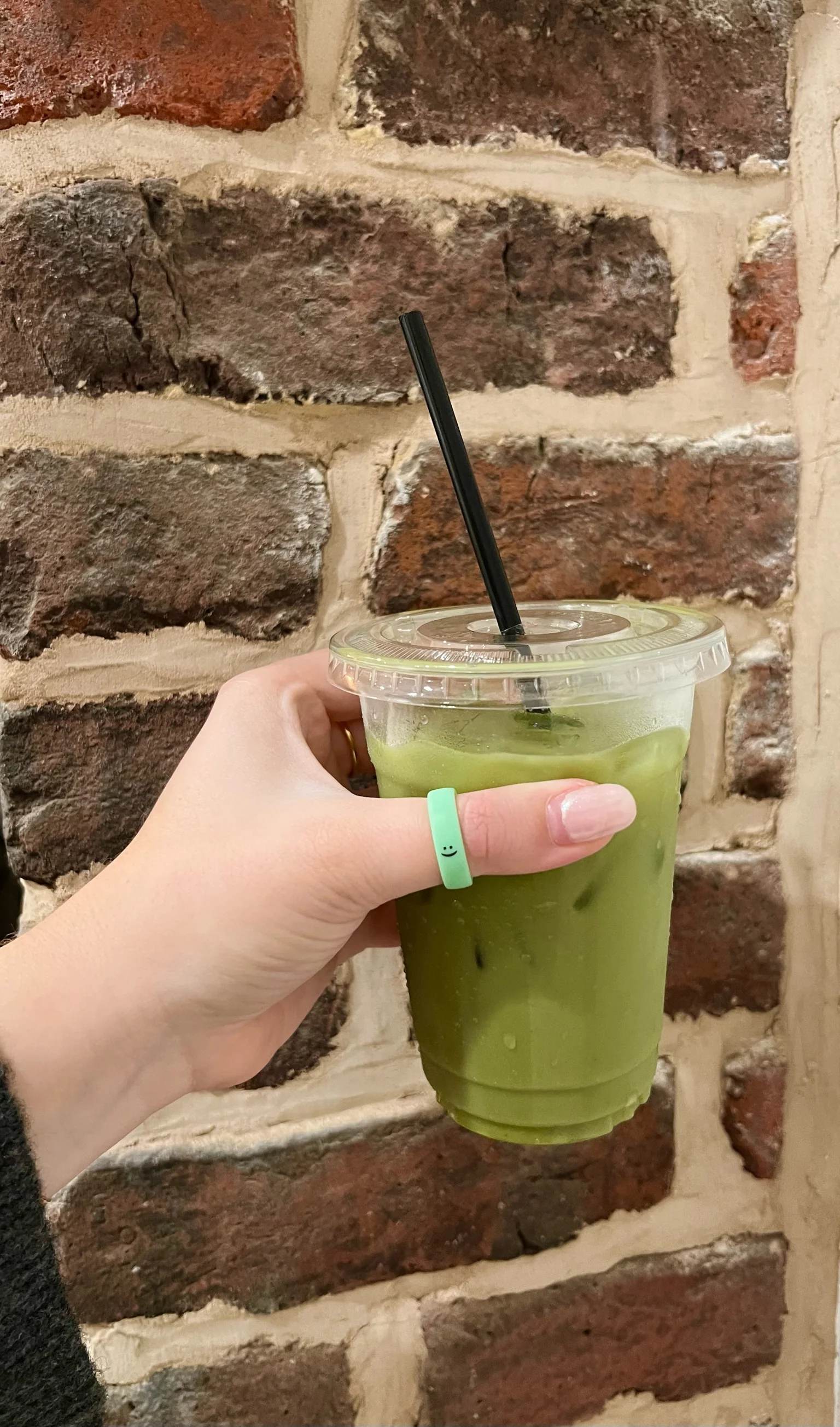 Flip Reversible smile / frown ring matcha green - Image 5