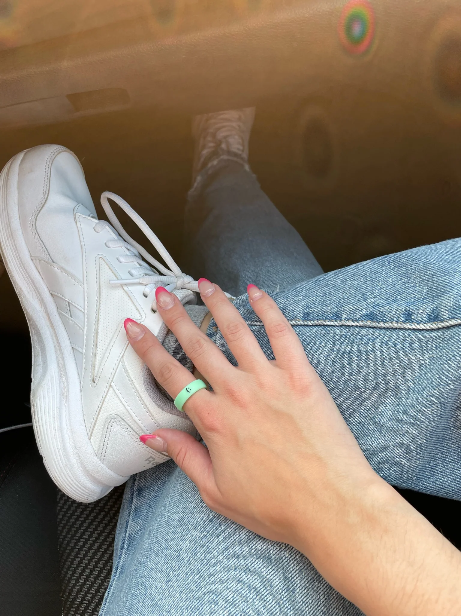 Flip Reversible smile / frown ring matcha green - Image 7