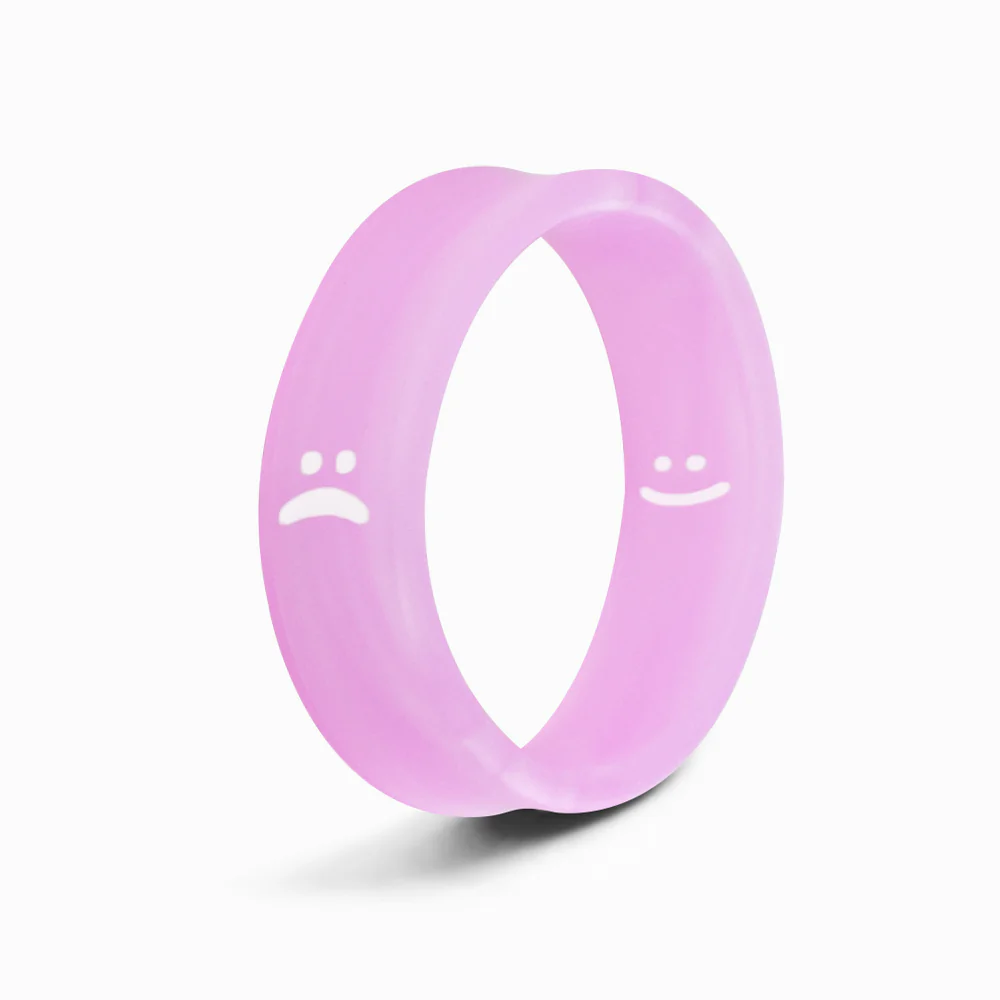 Flip Reversible smile / frown ring purple marble - Image 3