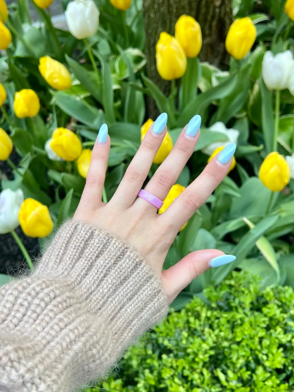 Flip Reversible smile / frown ring purple marble - Image 6